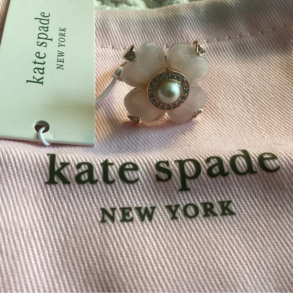 Kate Spade Pink Flower Ring with Pearl
